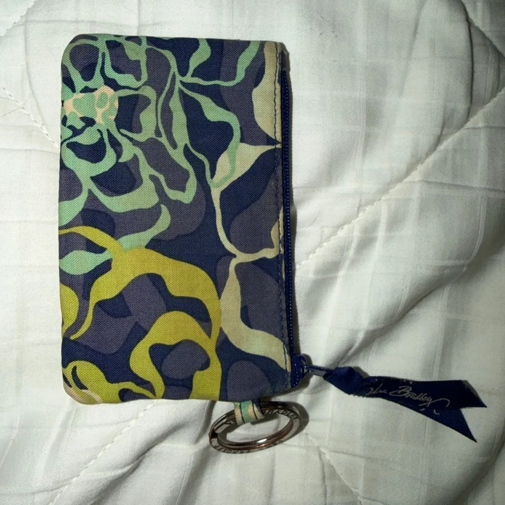 Patterned Navy Floral Card Wallet Keychain